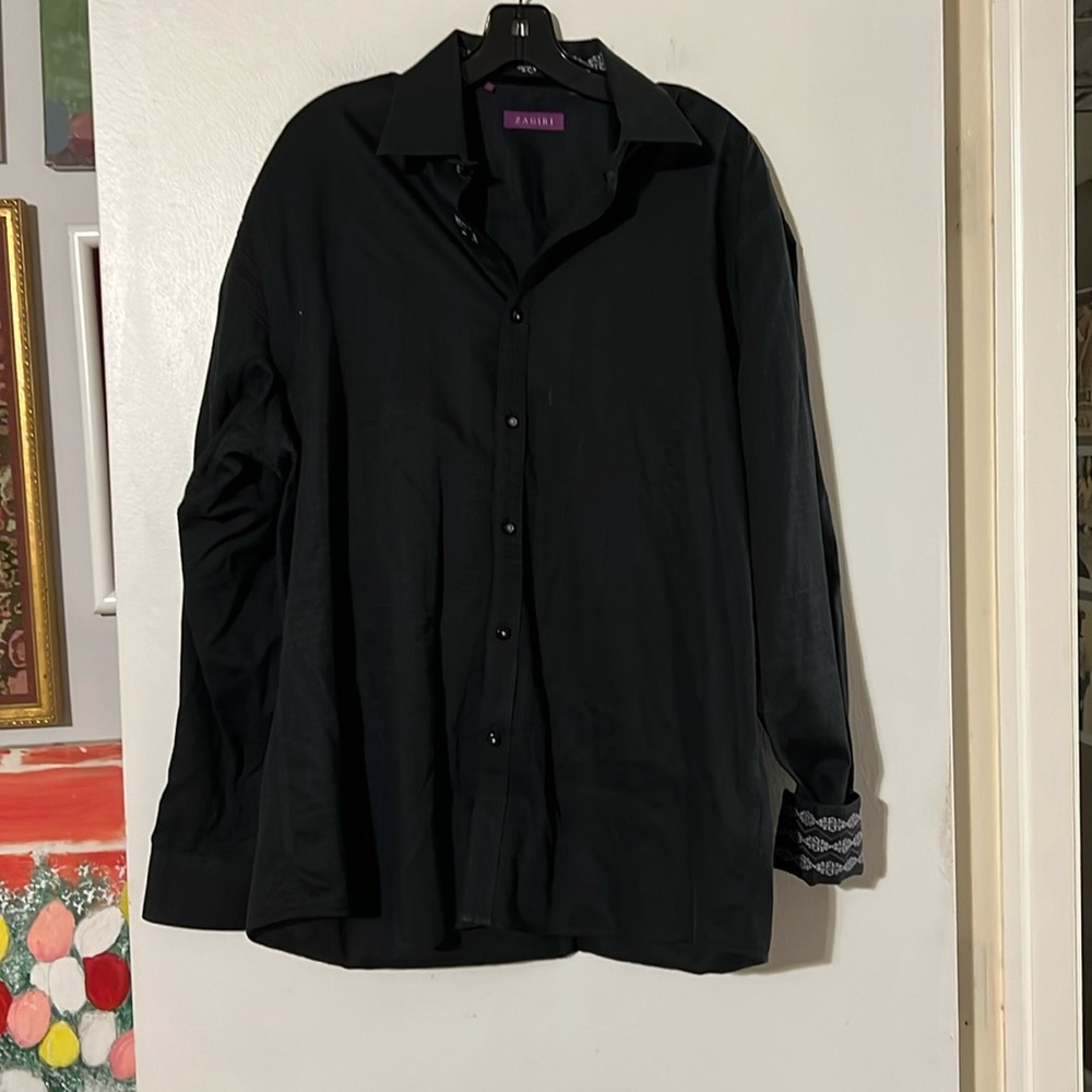 Zagiri mens black on black shirt with contrast cuffs